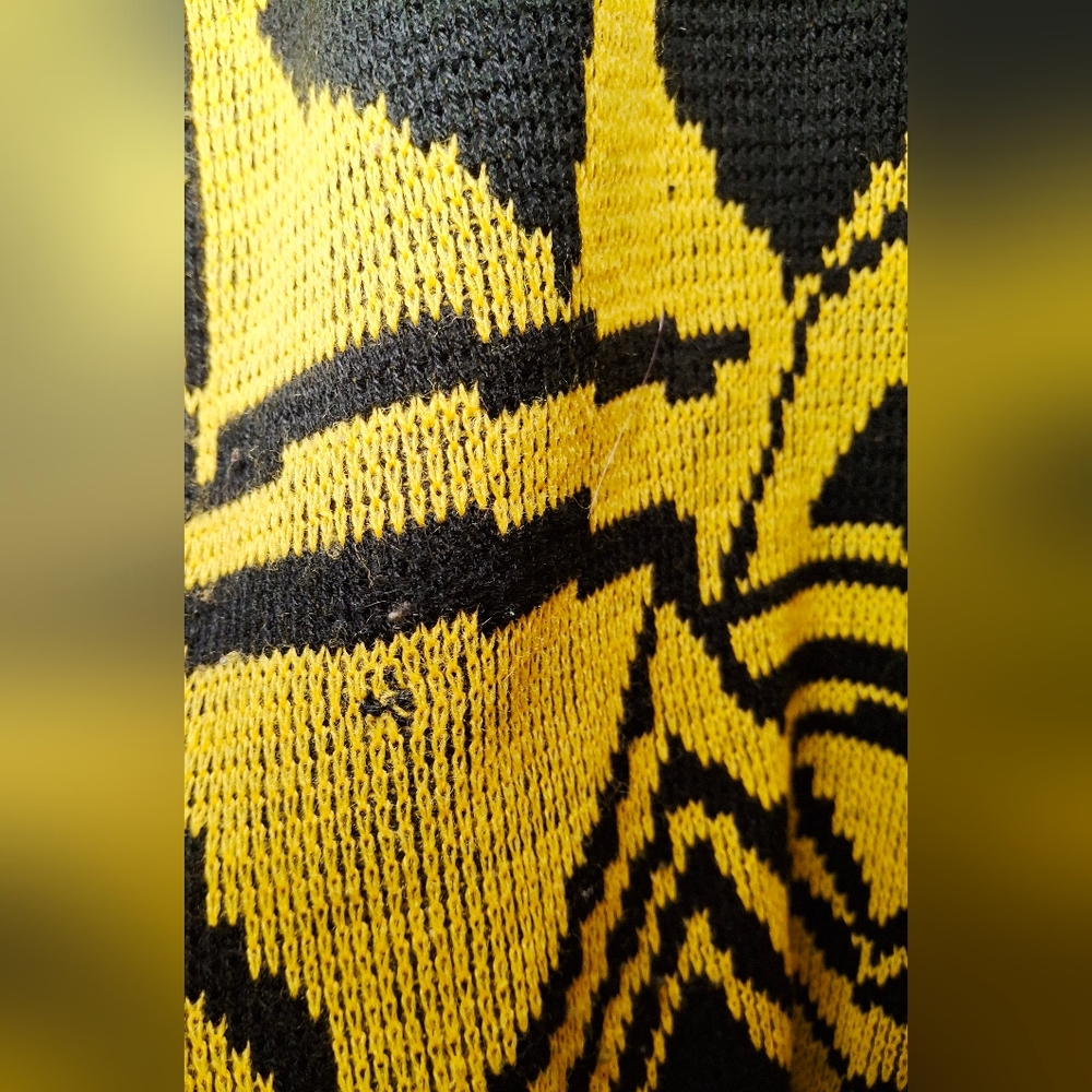 Vintage 80s Stylish Geometric Sweater Dress (L) - Picture 6 of 7